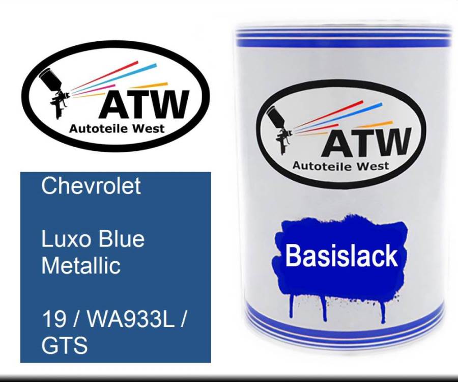 Chevrolet, Luxo Blue Metallic, 19 / WA933L / GTS: 500ml Lackdose, von ATW Autoteile West.